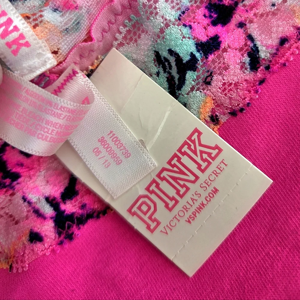 Victoria's Secret PINK VTG Extra Low Rise Cheeky Panty Rainbow Floral Lace NWT - Picture 10 of 13